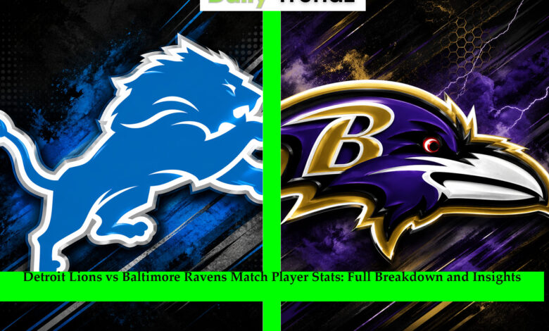 detroit lions vs baltimore ravens match player stats